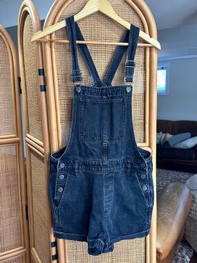 Madewell Charcoal Gray/Black Denim Short Overalls